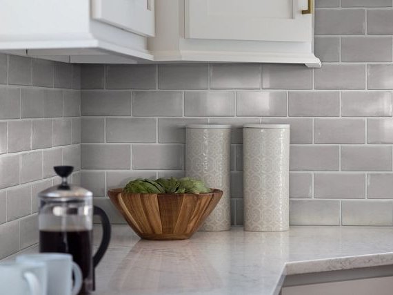 white kitchen counter with tile